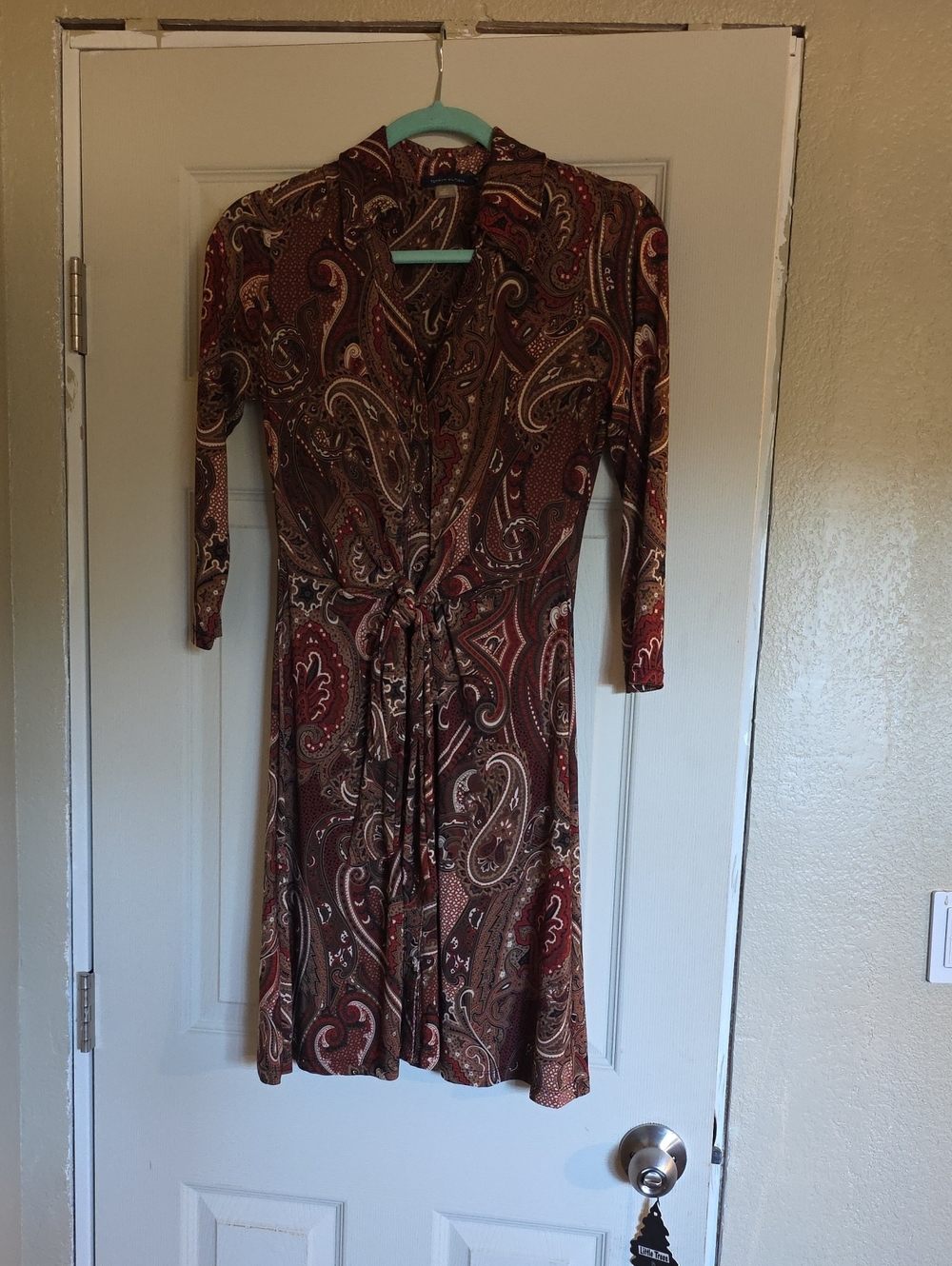 Tommy Hilfiger Paisley Wrap Dress in Brown & Red